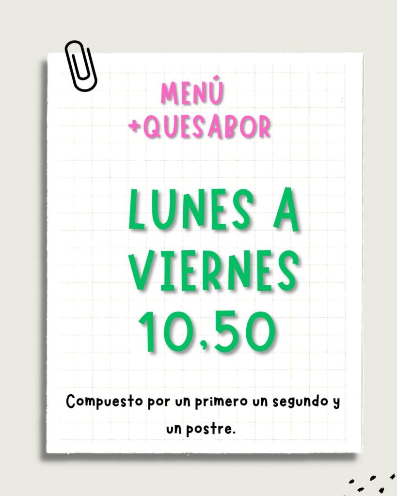 MENÚ DE LUNES A VIERNES PROMOCIÓN