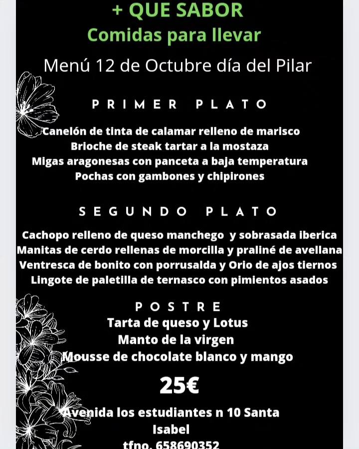 MENÚ DÍA DEL PILAR